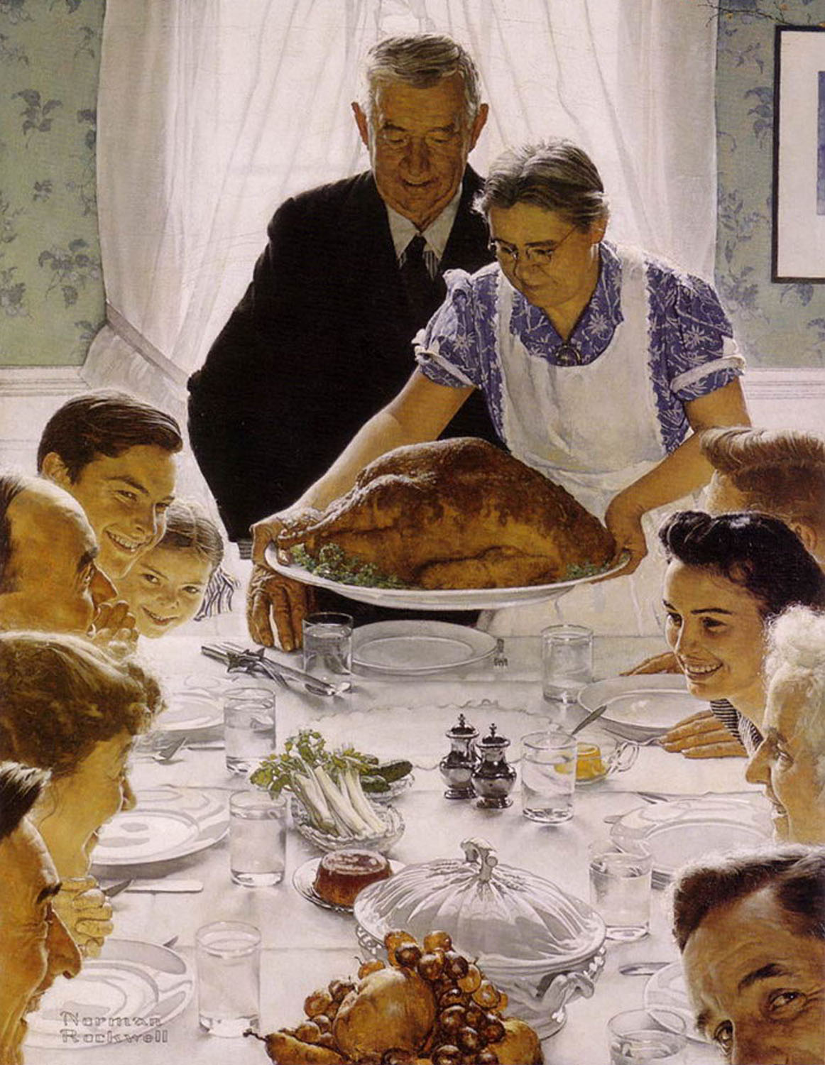 Norman Rockwell food illustration, Norman Rockwell food advertising illustration, Norman Rockwell editorial food illustration, american food Norman Rockwell illustration, hand food illustration norman rockwell, food brand advertising illustration norman rockwell, thanksgiving dinner