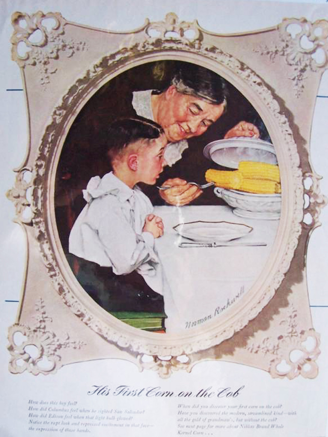 Norman Rockwell food illustration, Norman Rockwell food advertising illustration, Norman Rockwell editorial food illustration, american food Norman Rockwell illustration, hand food illustration norman rockwell, food brand advertising illustration norman rockwell, corn