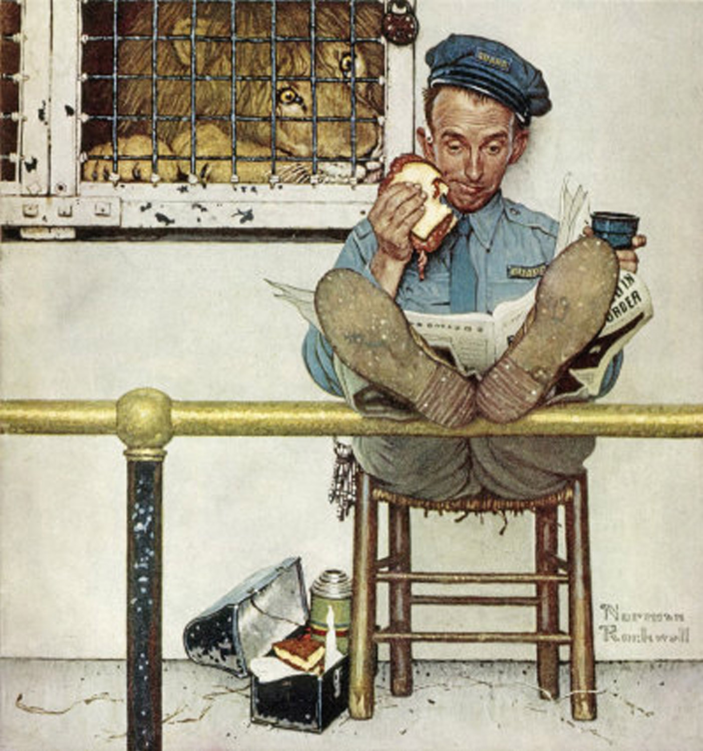 Norman Rockwell food illustration, Norman Rockwell food advertising illustration, Norman Rockwell editorial food illustration, american food Norman Rockwell illustration, hand food illustration norman rockwell, zoo, lunch