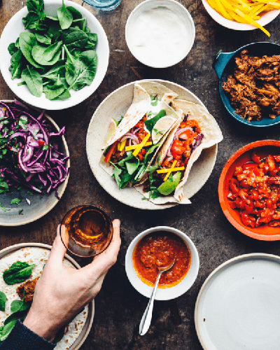 Chipotle Jack Fruit Tacos Food on Wood