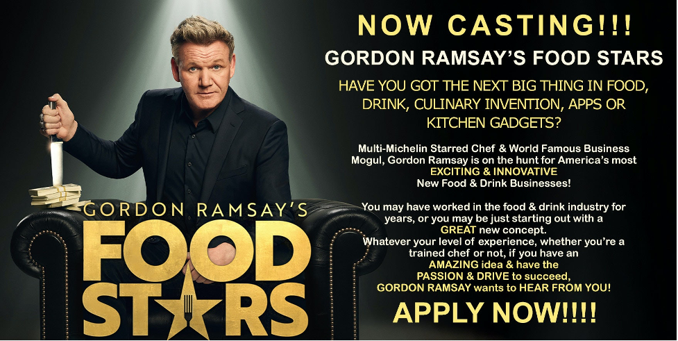 Gordon Ramsay, food stars, tv producer, casting producer, producer, showrunner, tv, tv show, competition, tv personality, phoode, entrepreneur, business, food business, Gordon Ramsay's Food Stars, food tech, food startup, startup, food, business owner, food polka, foodservice, CPG, CPG industry, celebrity chef, businesswoman, marta fowlie, phoode founder, startup founder, casting call